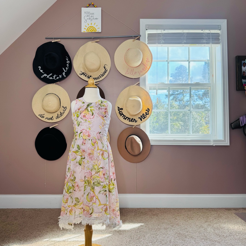Us Angels Blush Dress With Floral Accents
